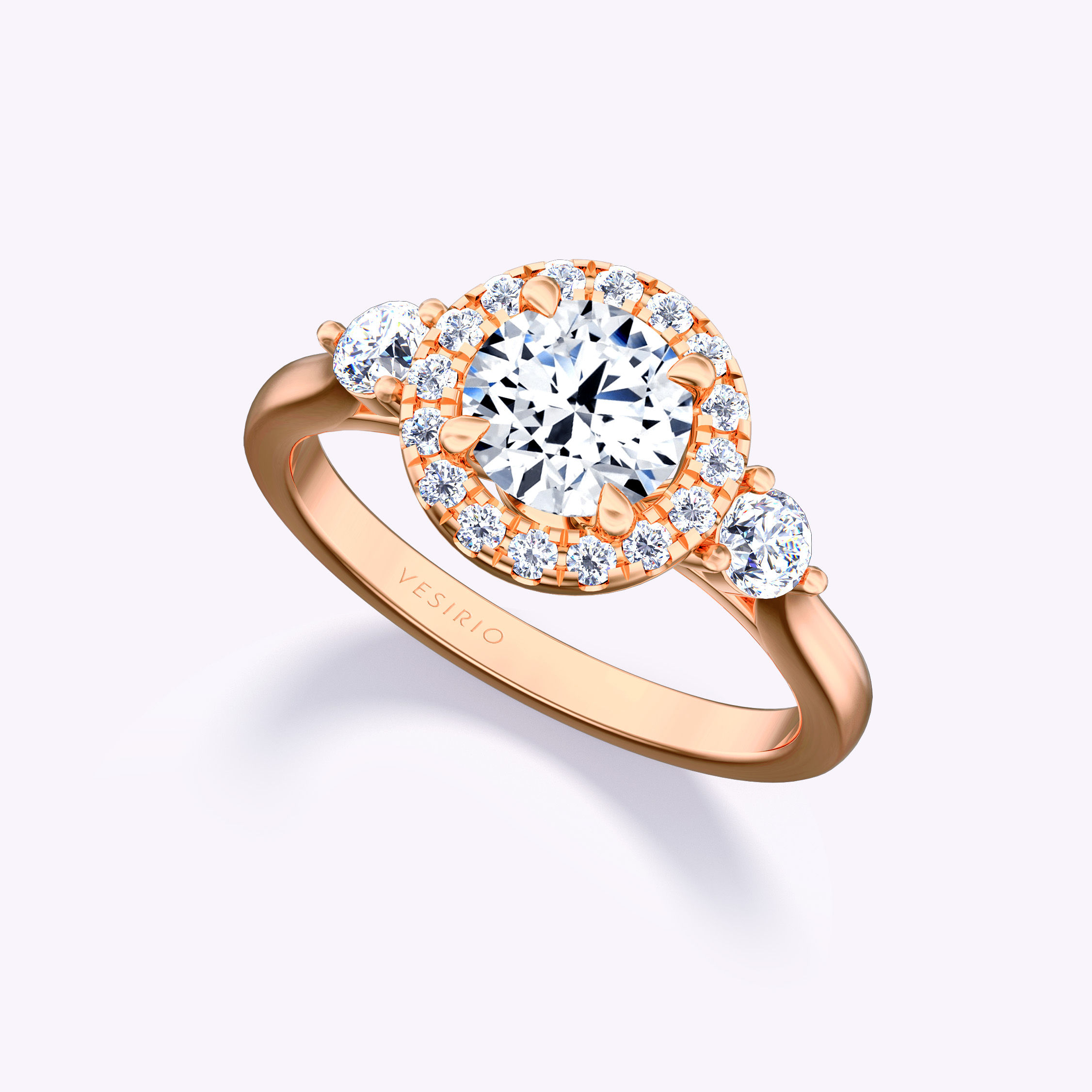 Deluxe Elegant Halo 4-Prong Engagement Ring | 18K Rose Gold