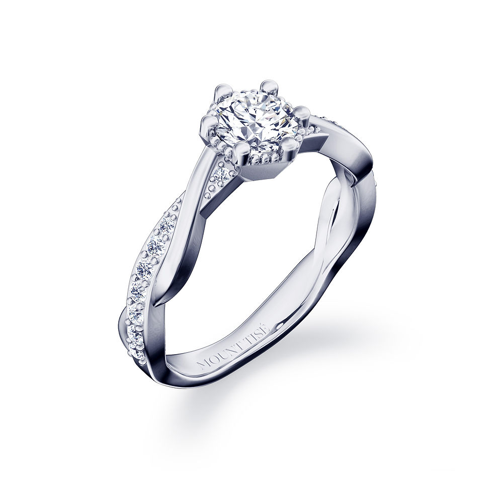 Thumbnail: Majestueuse Vintage Interlaced Twisted Shank Engagement Diamond Ring WG
