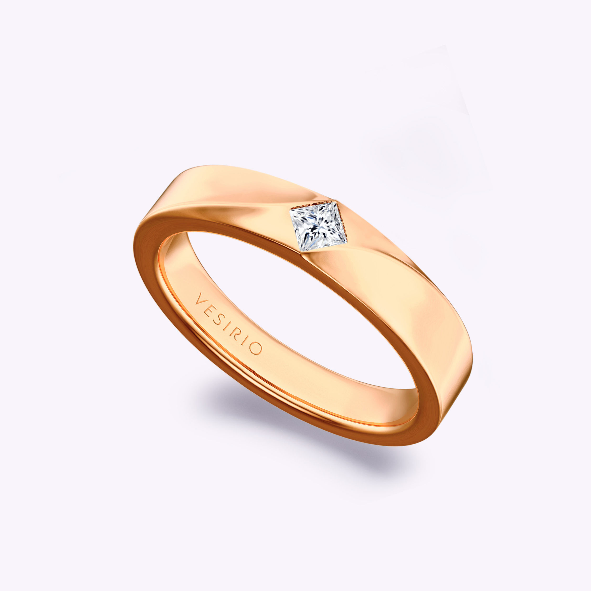 Simple Chic Knight Princess Cut Men's Diamond Ring | 18K Rose Gold
