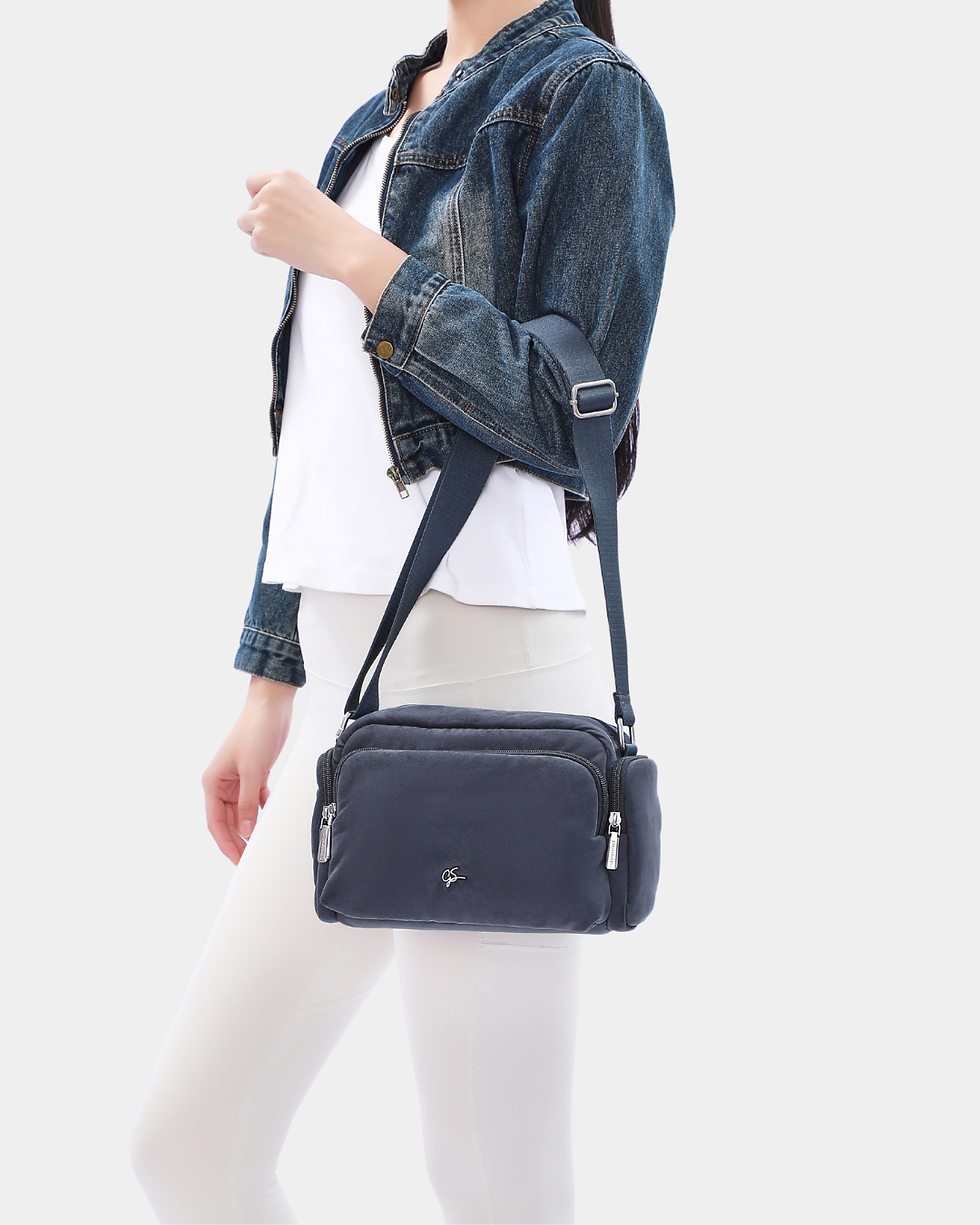 Thumbnail: Elda Suede Sling Bag (Ocean Navy)