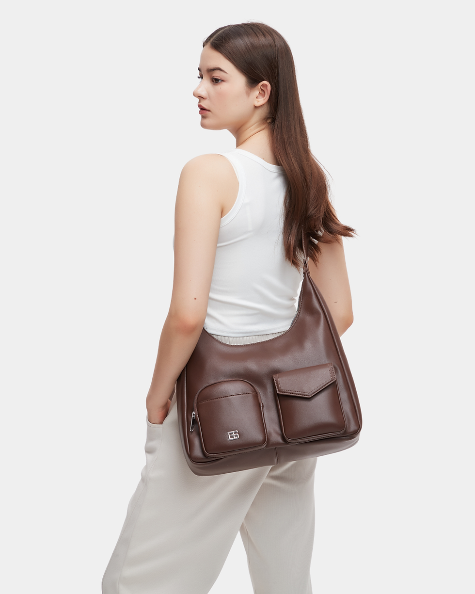 Thumbnail: Koda PU Hobo Bag (Chocolate)