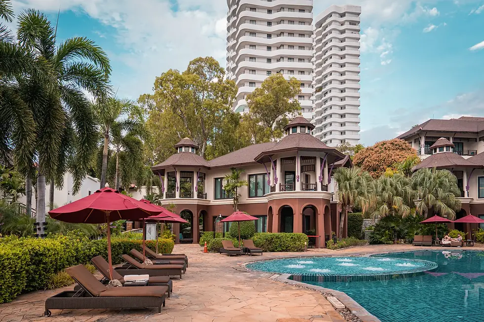 sun loungers beside the pool