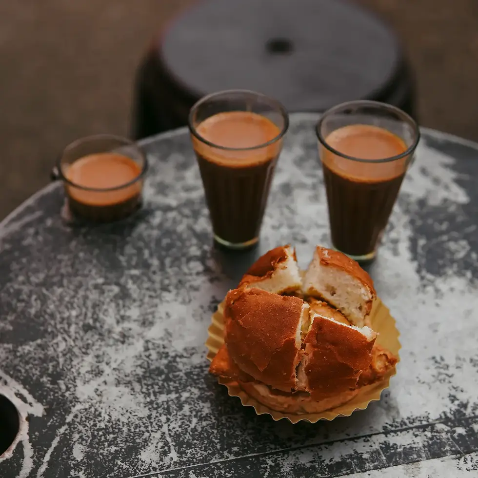 samosa bun and indian tea