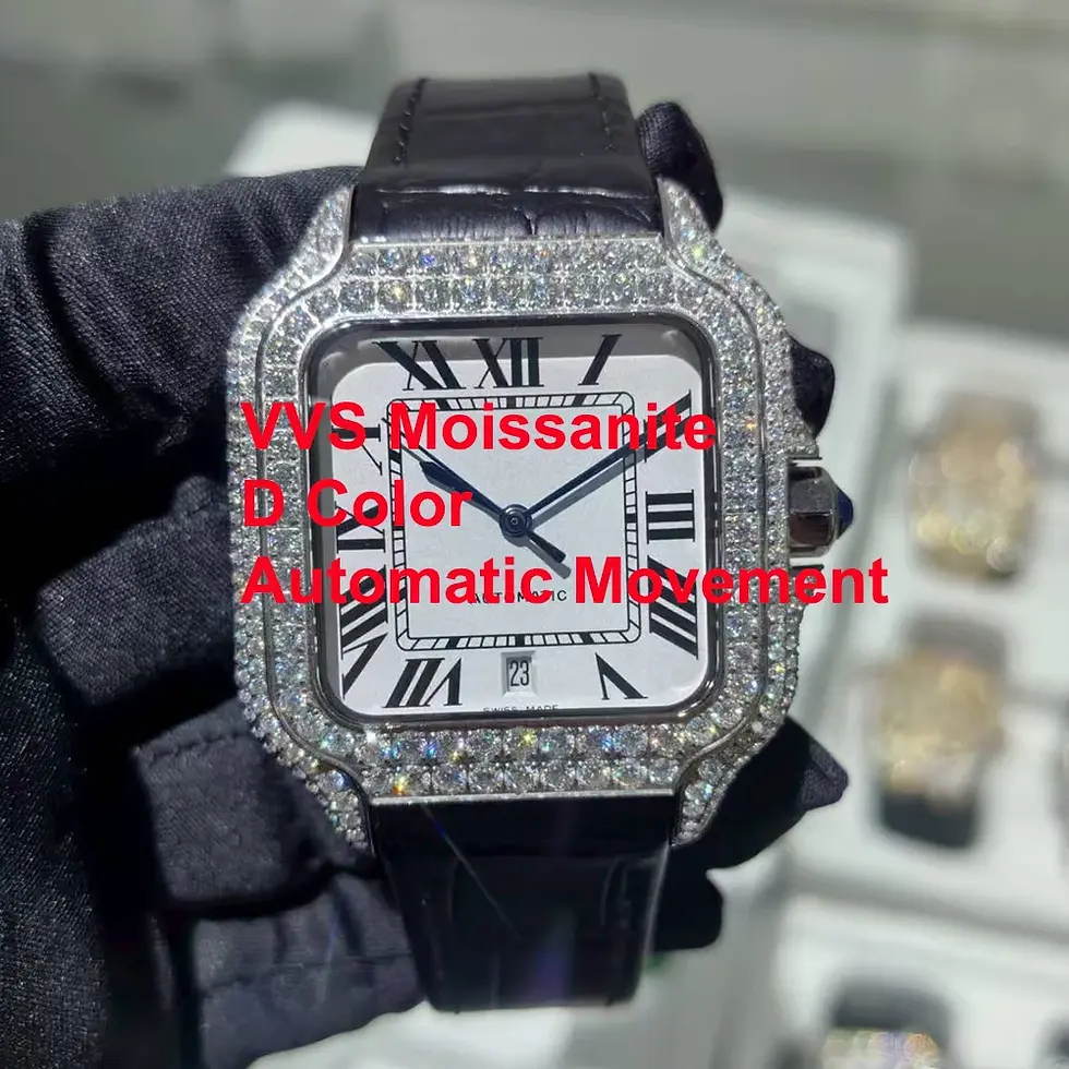 Thumbnail: Square watch with VVS Moissanite, D Color automatic movement