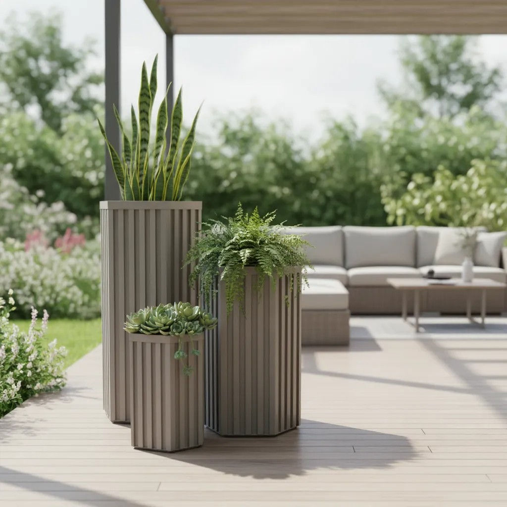 Hexagon Grove Column Planters - Large