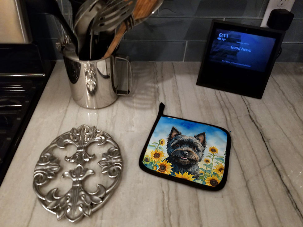 Thumbnail: Cairn Terrier in Sunflowers Pair of Pot Holders