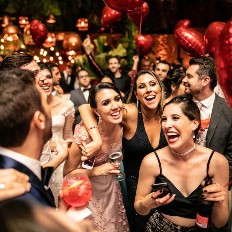 Wedding and social-event guests celebrating together