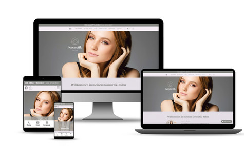 Responsive Darstellung einer Webseite auf Desktop, Laptop, Tablet und Smartphone