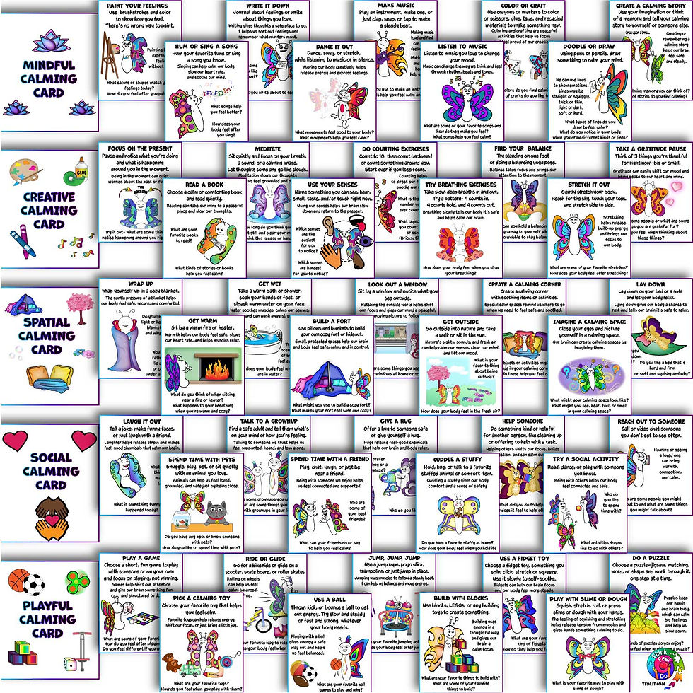 Calming Category Card Deck Preview of cards front and back
