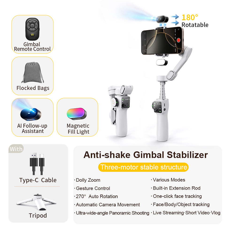 Thumbnail: AOCHUAN Handheld Gimbal Stabilizer 3-Axis Smart V8 For Phone with Extension Rod 