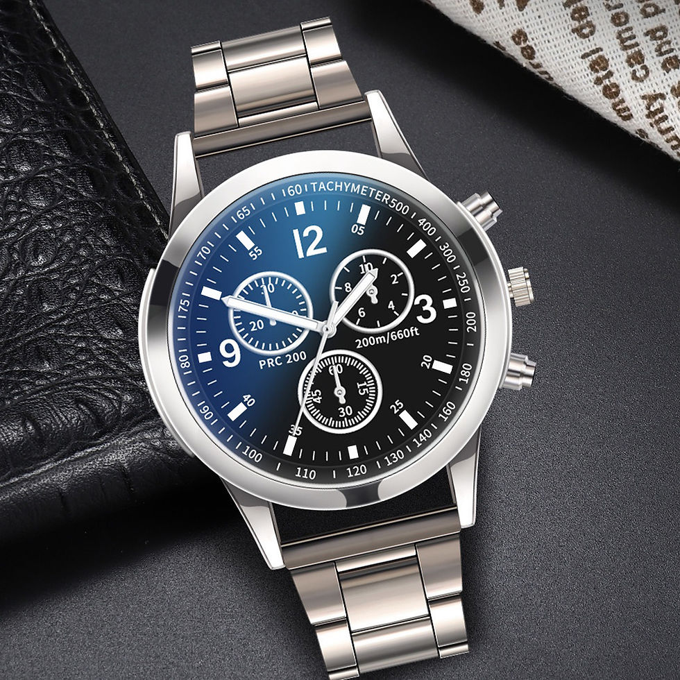 Thumbnail: 1/2PCS Men Business Watches Fashion Men's Steel Band Quartz Watch with Bracelet�
