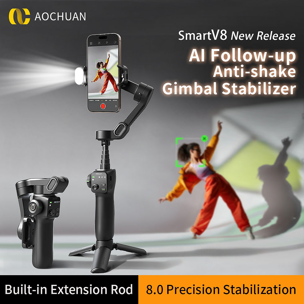 Thumbnail: AOCHUAN Handheld Gimbal Stabilizer 3-Axis Smart V8 For Phone with Extension Rod 