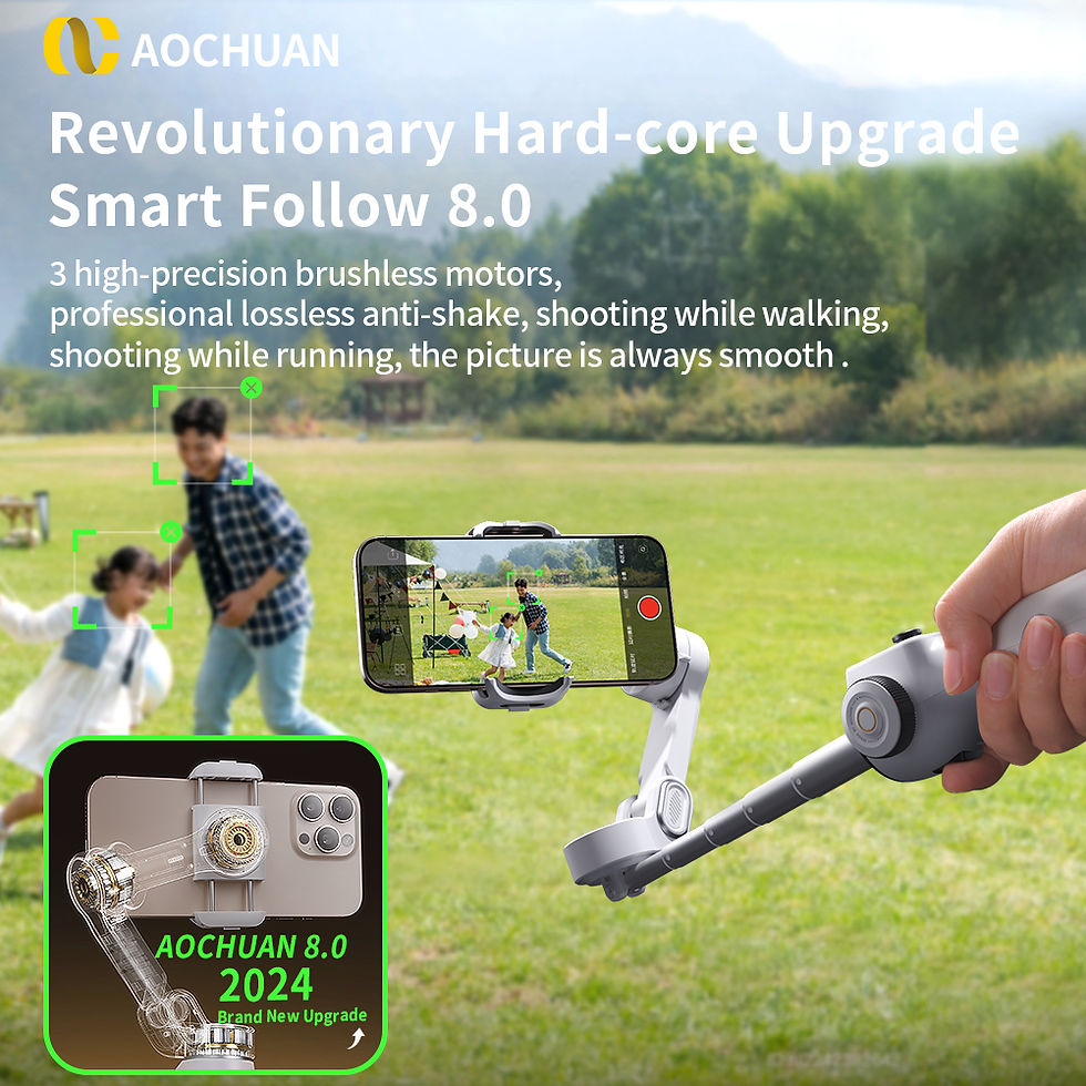 Thumbnail: AOCHUAN Handheld Gimbal Stabilizer 3-Axis Smart V8 For Phone with Extension Rod 