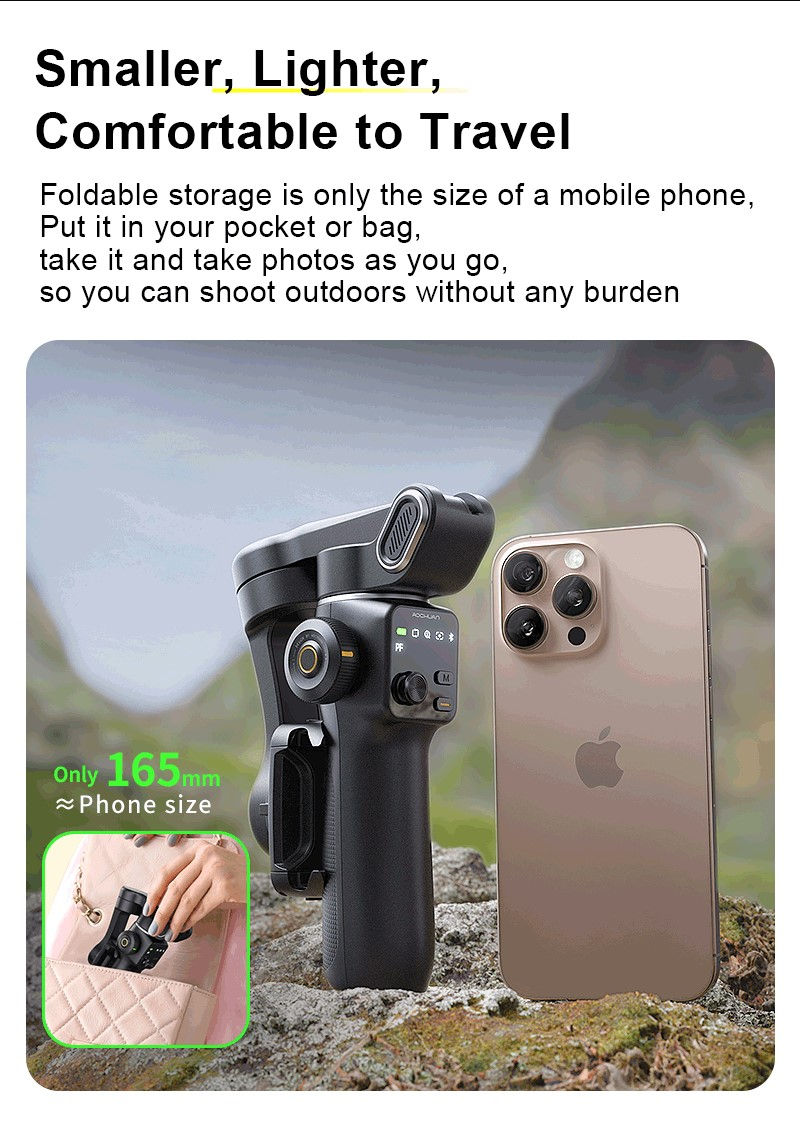 Thumbnail: AOCHUAN Handheld Gimbal Stabilizer 3-Axis Smart V8 For Phone with Extension Rod 