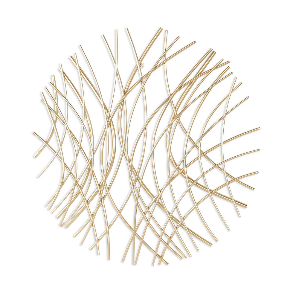 Thumbnail: HMS 30\" X 30\" Gold Metal Circle Abstract Hanging Dimensional Sculpture Home Wa