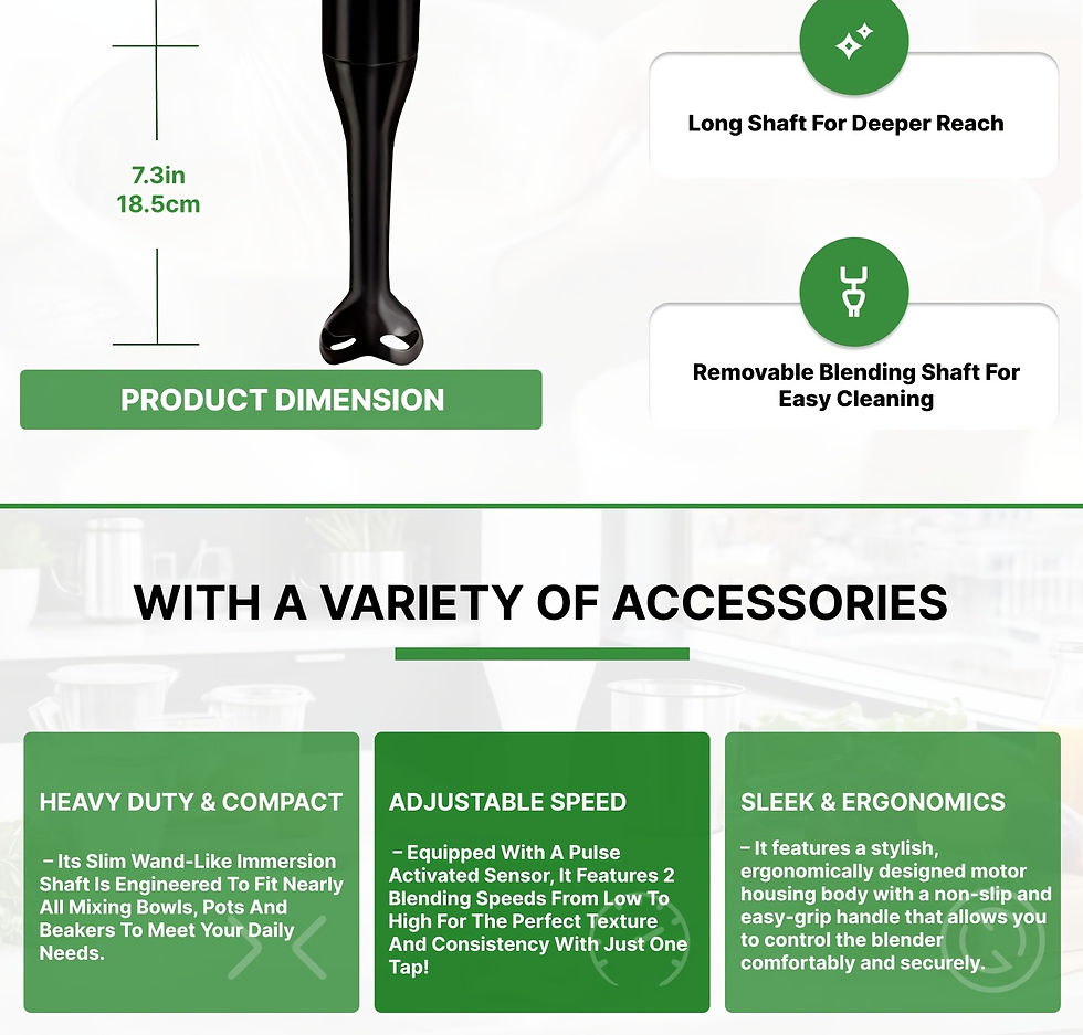 Thumbnail: WANVOAPLS 2-Speed Handheld Immersion Blender - Detachable Shaft for Easy Cleanin