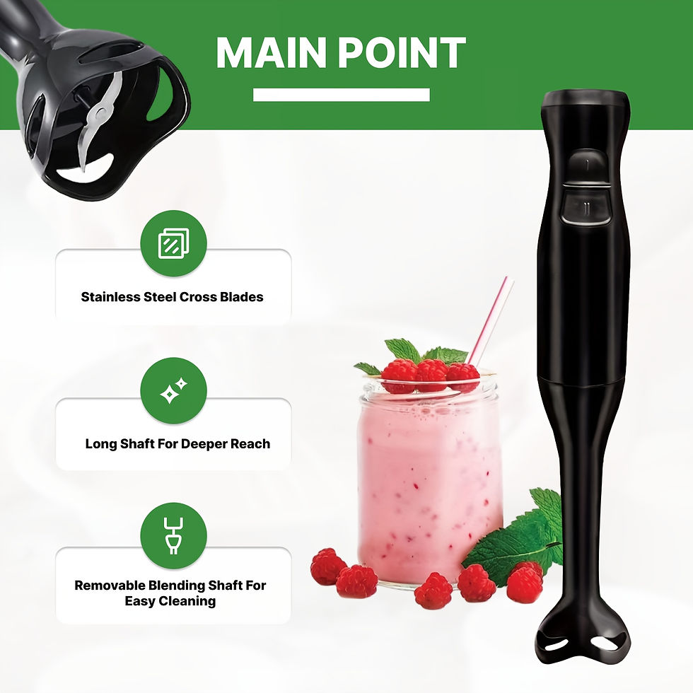 Thumbnail: WANVOAPLS 2-Speed Handheld Immersion Blender - Detachable Shaft for Easy Cleanin