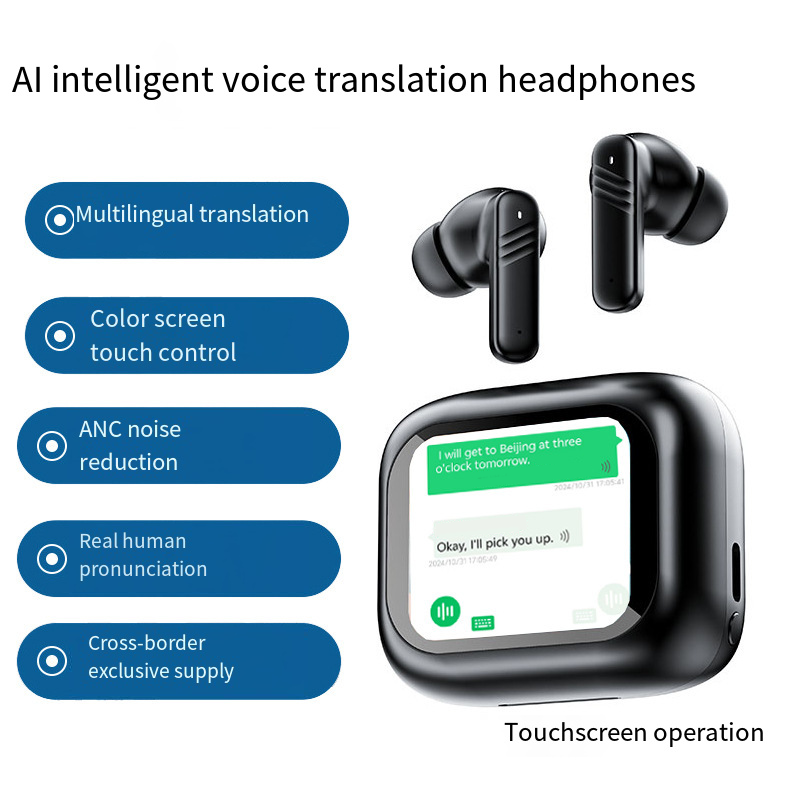 Thumbnail: Bluetooth V5.4 headphones AI translation OWS LCD touch screen sports wireless hi