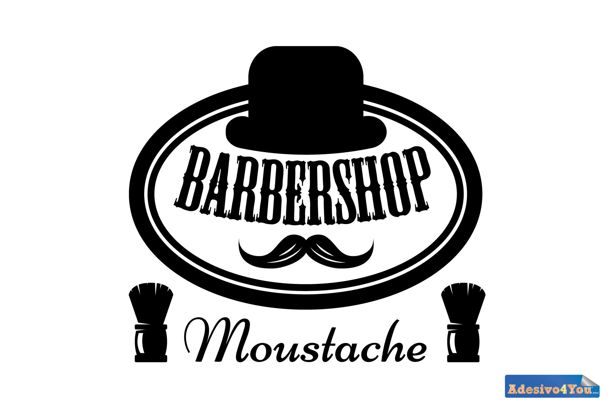 Adesivo murale "moustache-barbershop"50x44cm