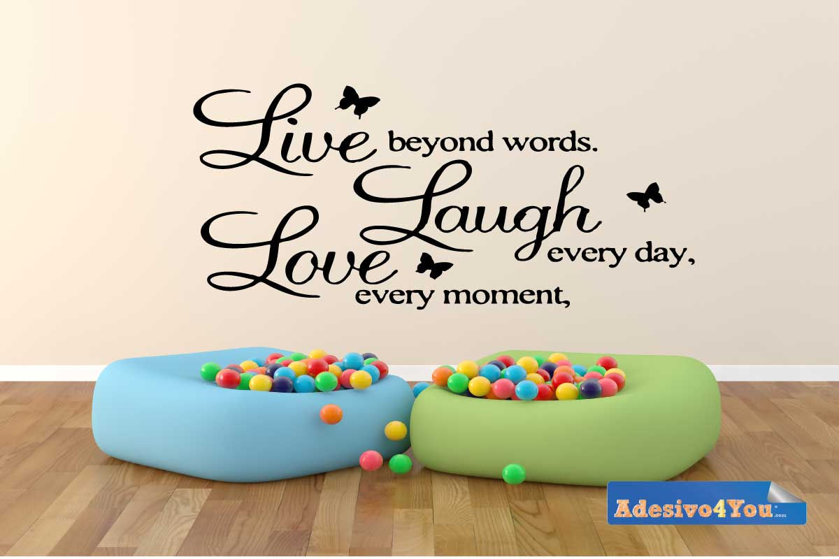 ADESIVO MURALE CON SCRITTA "LIVE, LAUGH, LOVE",IN VINILE. ADESIVO4YOU ®