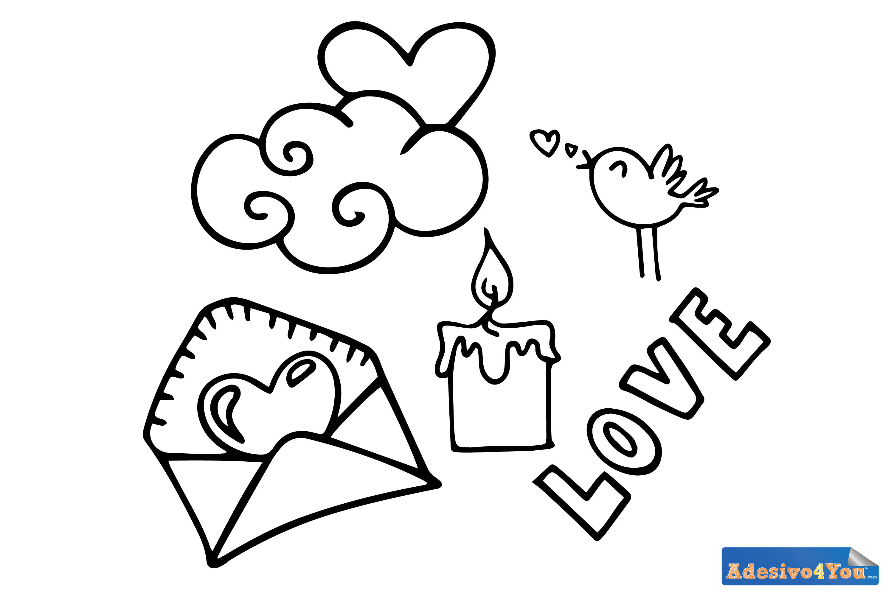 Adesivo murale"amore canterino" 50X43 Adesivo4You