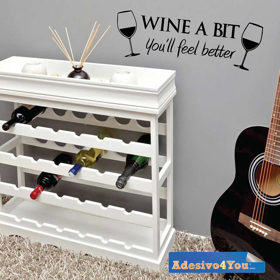 Miniatura: Vinile da parete motivo con citazione "WINE A BIT". Adesivo4You ®