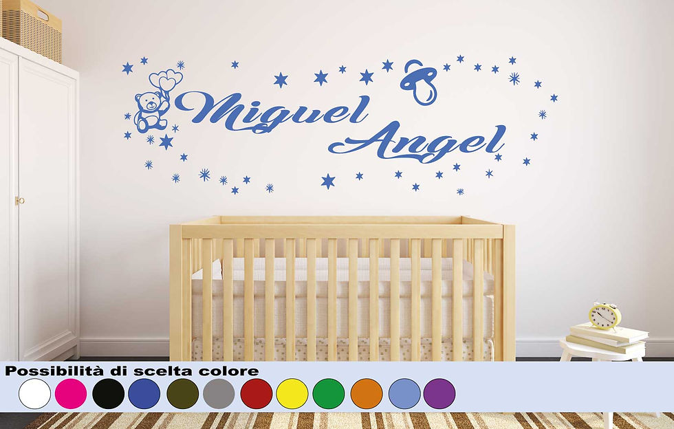 Miniatura: Etiquetas engomadas de la pared de los niños Nombre de encargo con el oso, las e