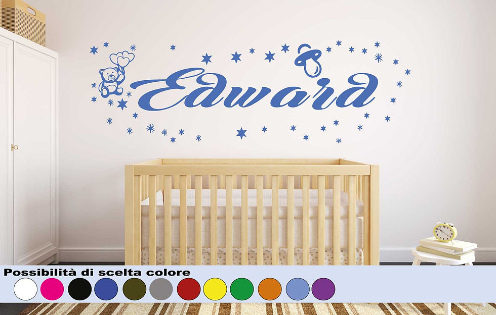 Miniatura: Wall sticker Kids Custom Name with Bear, Stars and Tree.