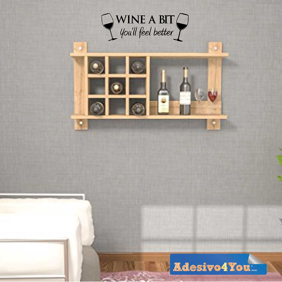 Miniatura: Vinile da parete motivo con citazione "WINE A BIT". Adesivo4You ®