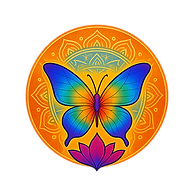 Bunter Schmetterling auf Mandala Hintergrund.png