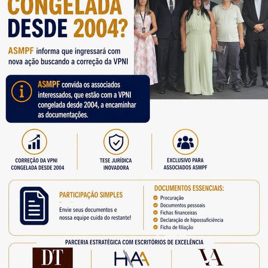 NOVA AÇÃO JUDICIAL CORREÇÃO DA VPNI CONGELADA DESDE 2004