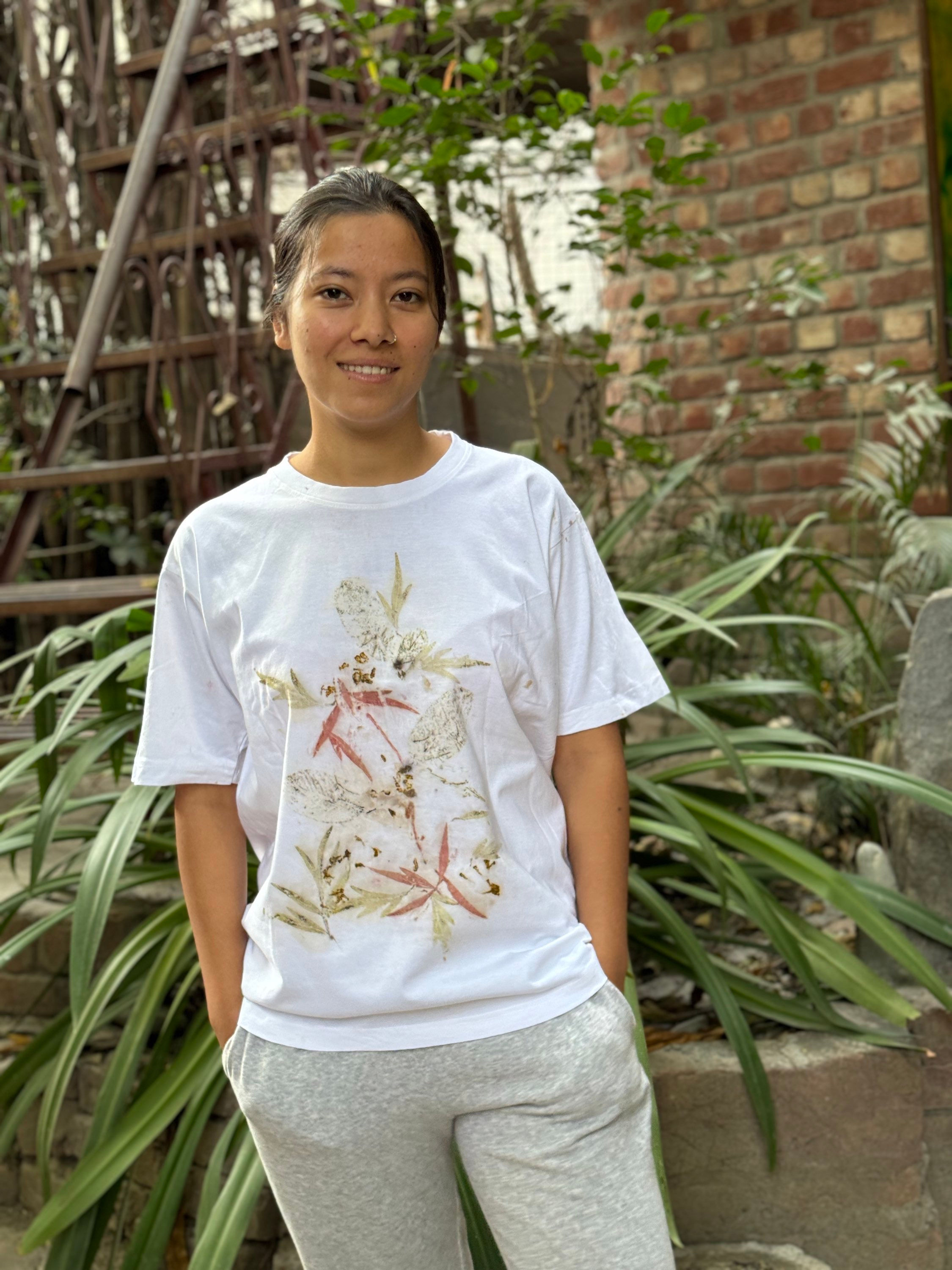 Eco print/ front design/ cotton t-shirt