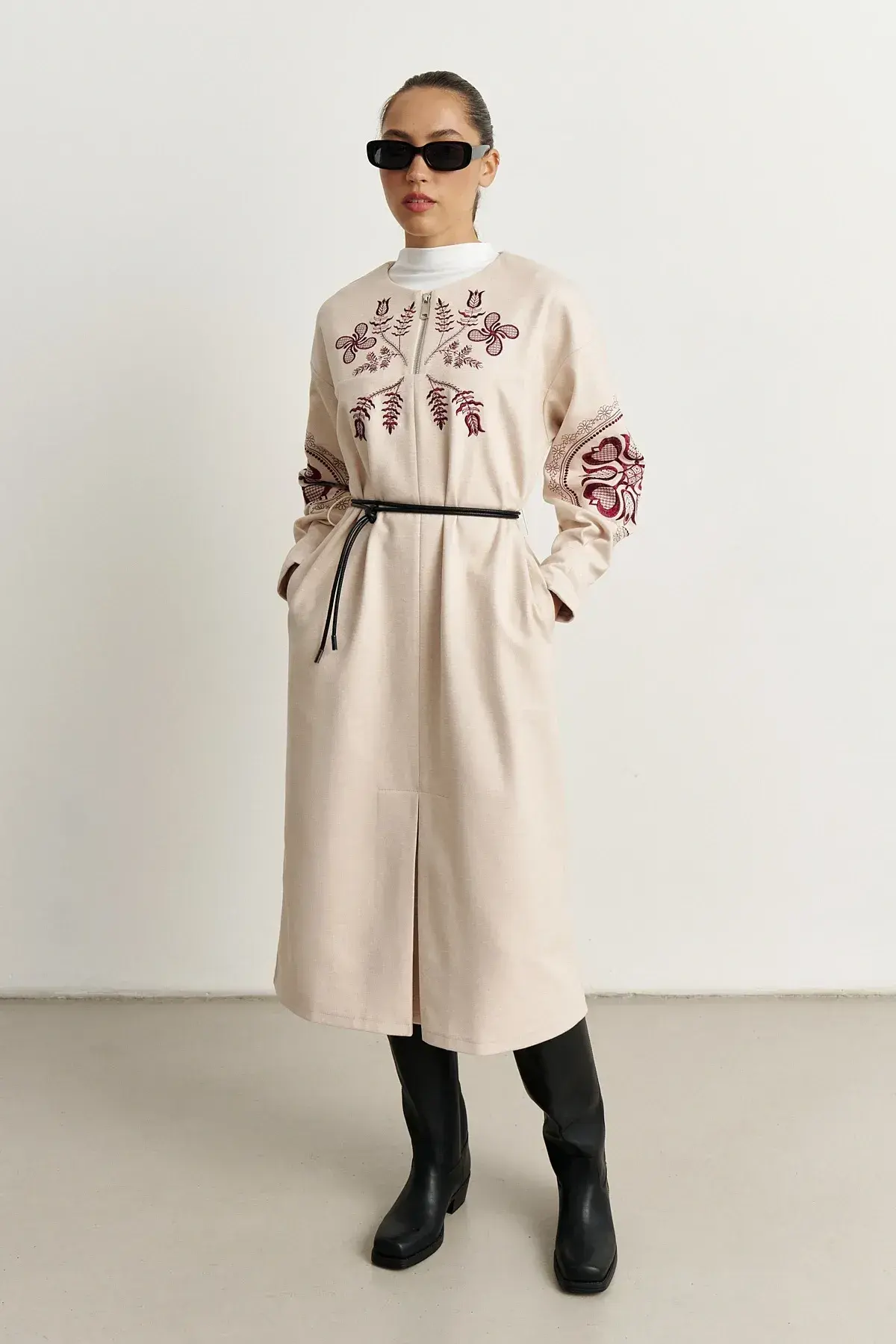 Тепла сукня з українською вишивкою (5, 2XL, Vanilla scent, бежевий)