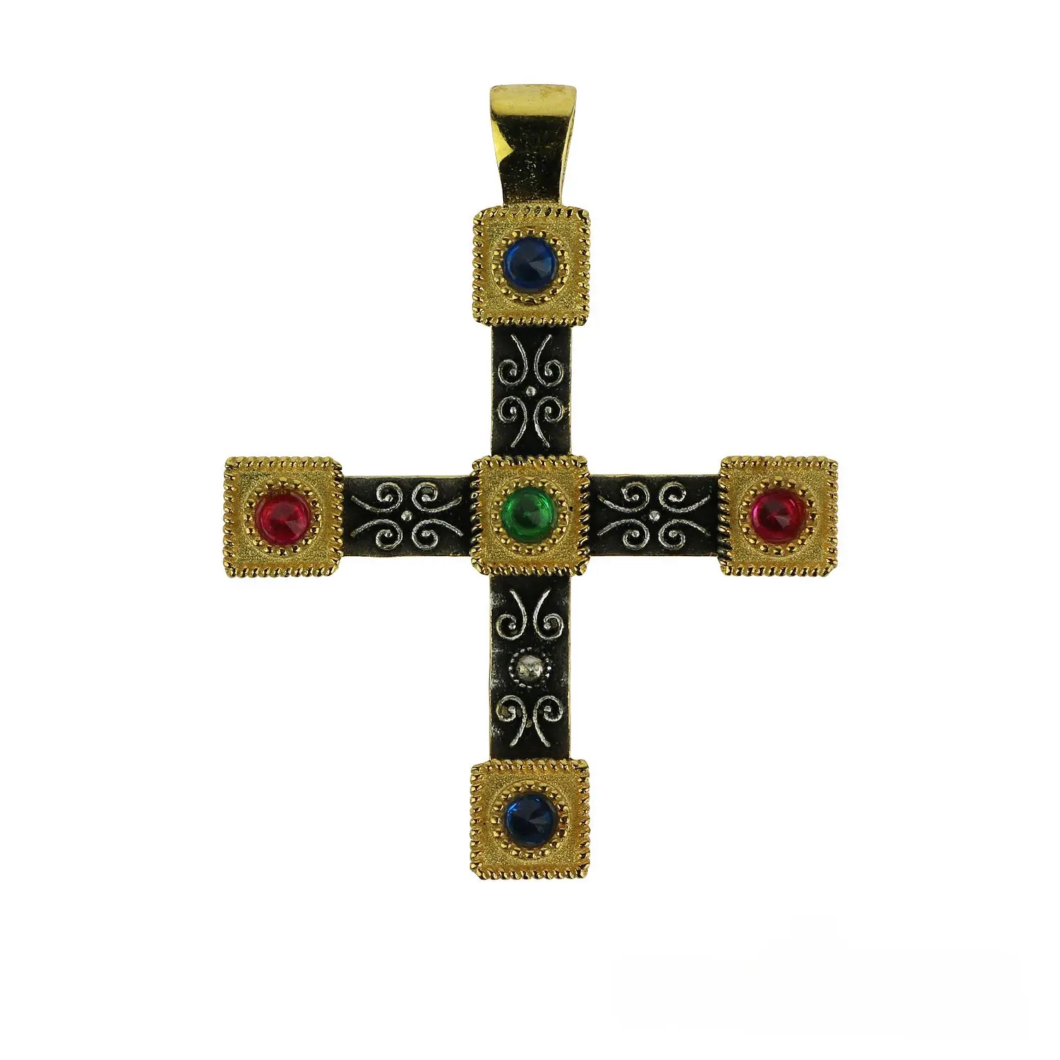 Silver cross with five stones