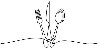 Continuous One Line Drawing Forks Spoons Knife Plates And All Eating And Cooking Utensils 