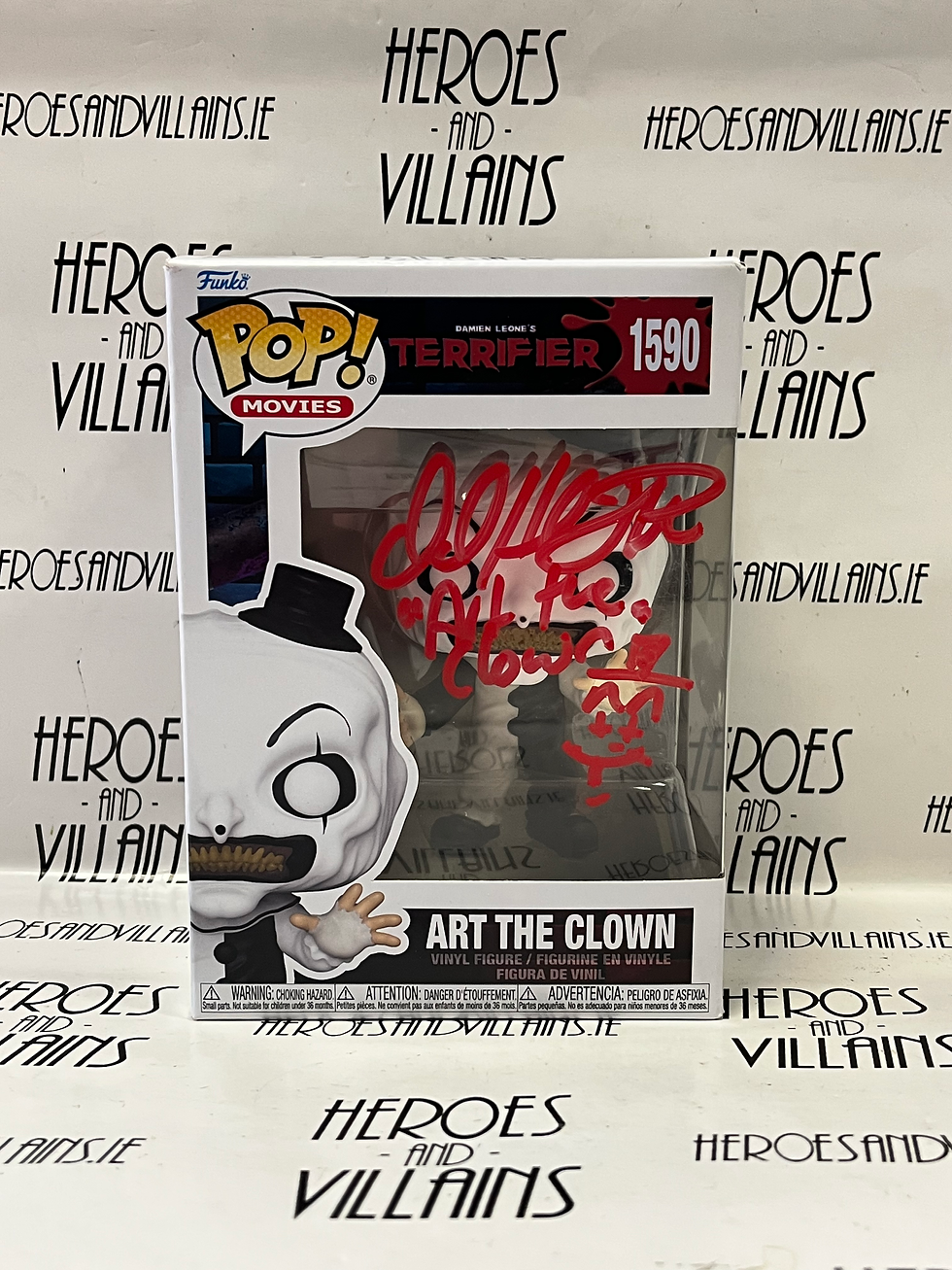 *SIGNED BY DAVID HOWARD THORNTON * POP! MOVIES 1590 TERRIFIER ART THE CLOWN (FUN