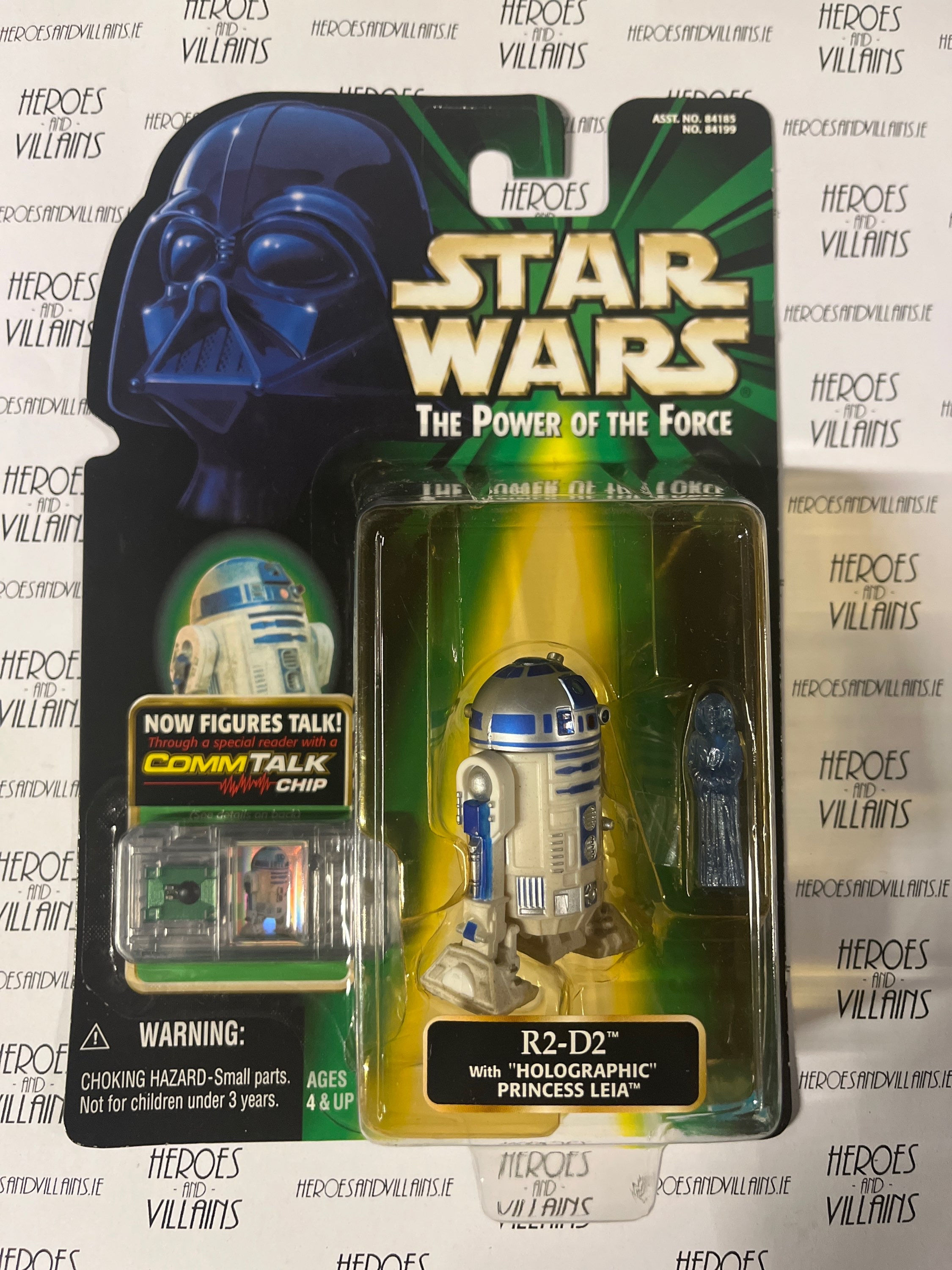 STAR WARS 3 3/4” POTF R2-D2 WITH HOLOGRAPHIC LEIA (HASBRO 2000)