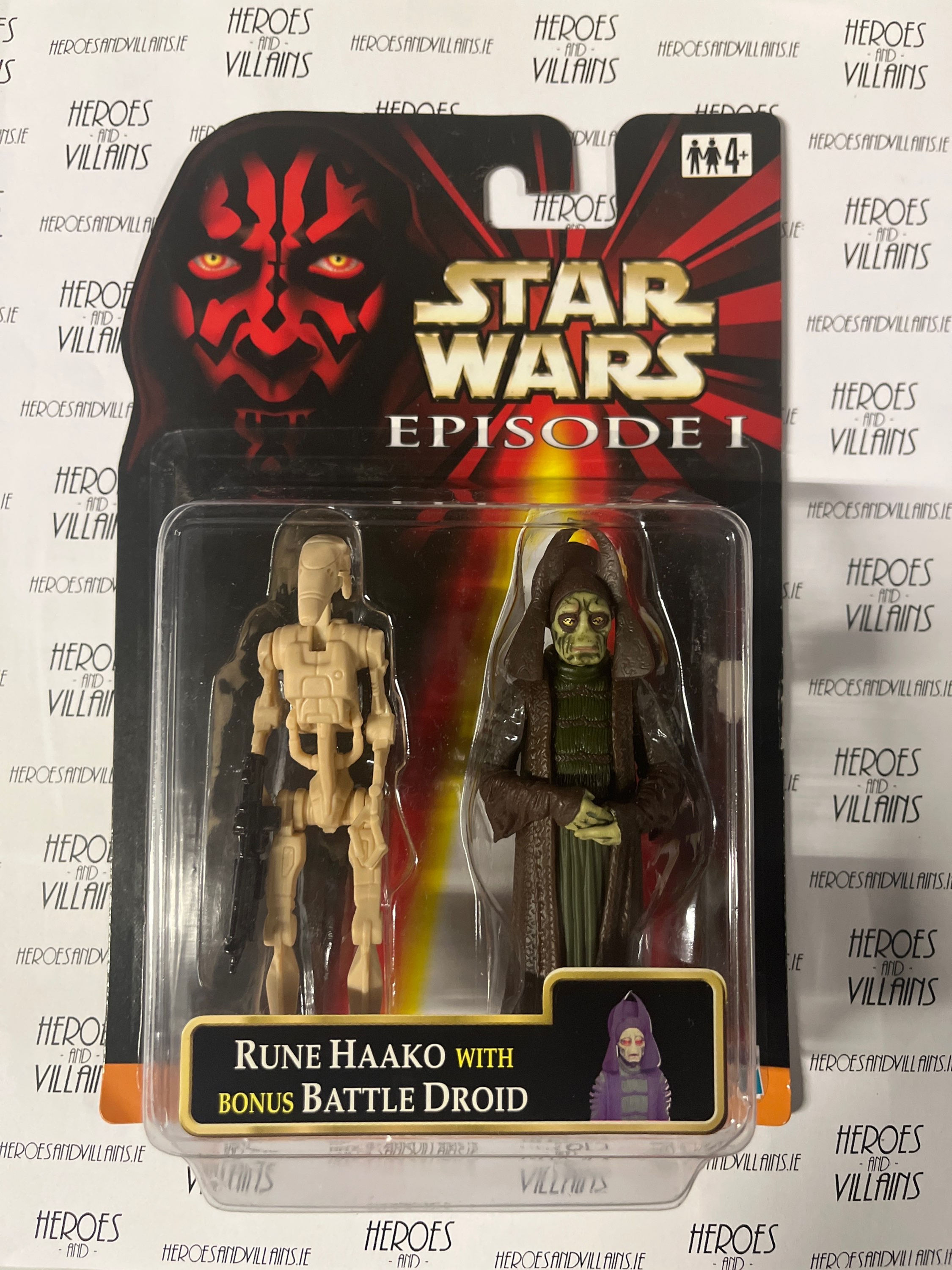 STAR WARS 3 3/4” TPM RUNE HAAKO AND BATTLE DROID (HASBRO 1999)