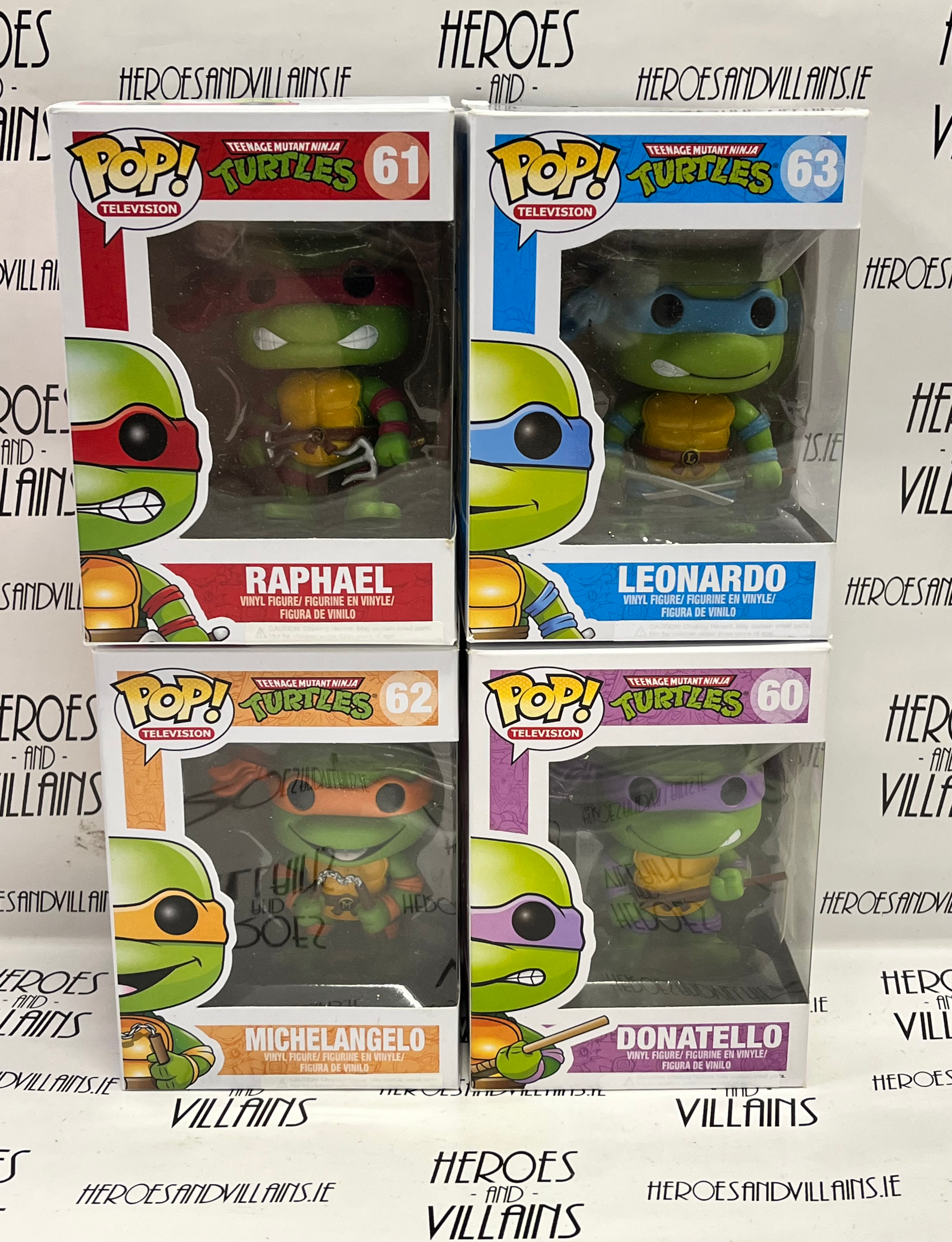 POP! TV 60-63 TEENAGE MUTANT NINJA TURTLES CARTOON SET OF LEONARDO, DONATELLO, M