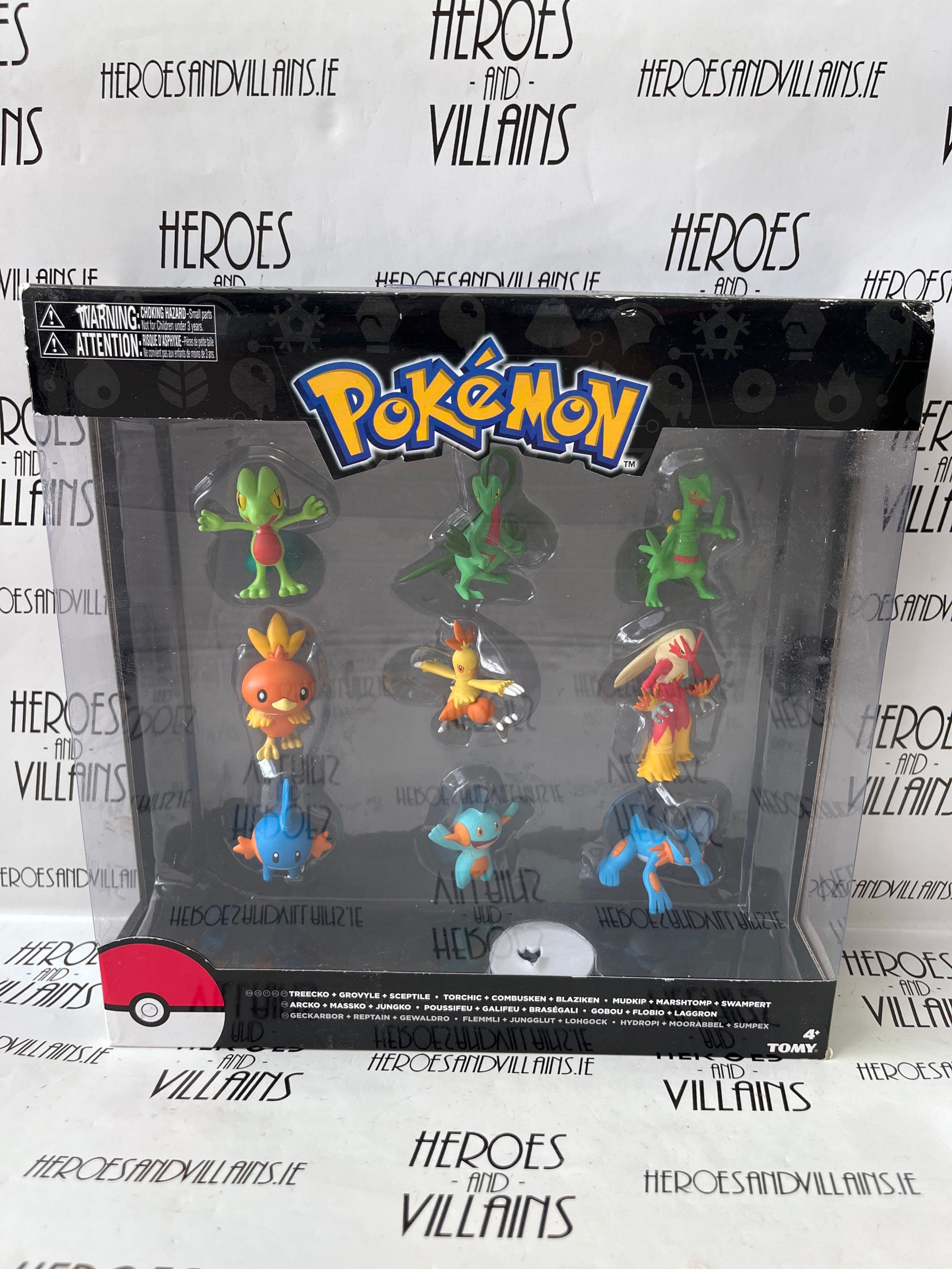 POKEMON EVOLUTION TREECKO, TORCHIC AND MUDKIP 9 FIGURE BOXSET (TOMY 2017)
