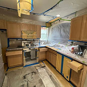 cabinets prepped for painting 