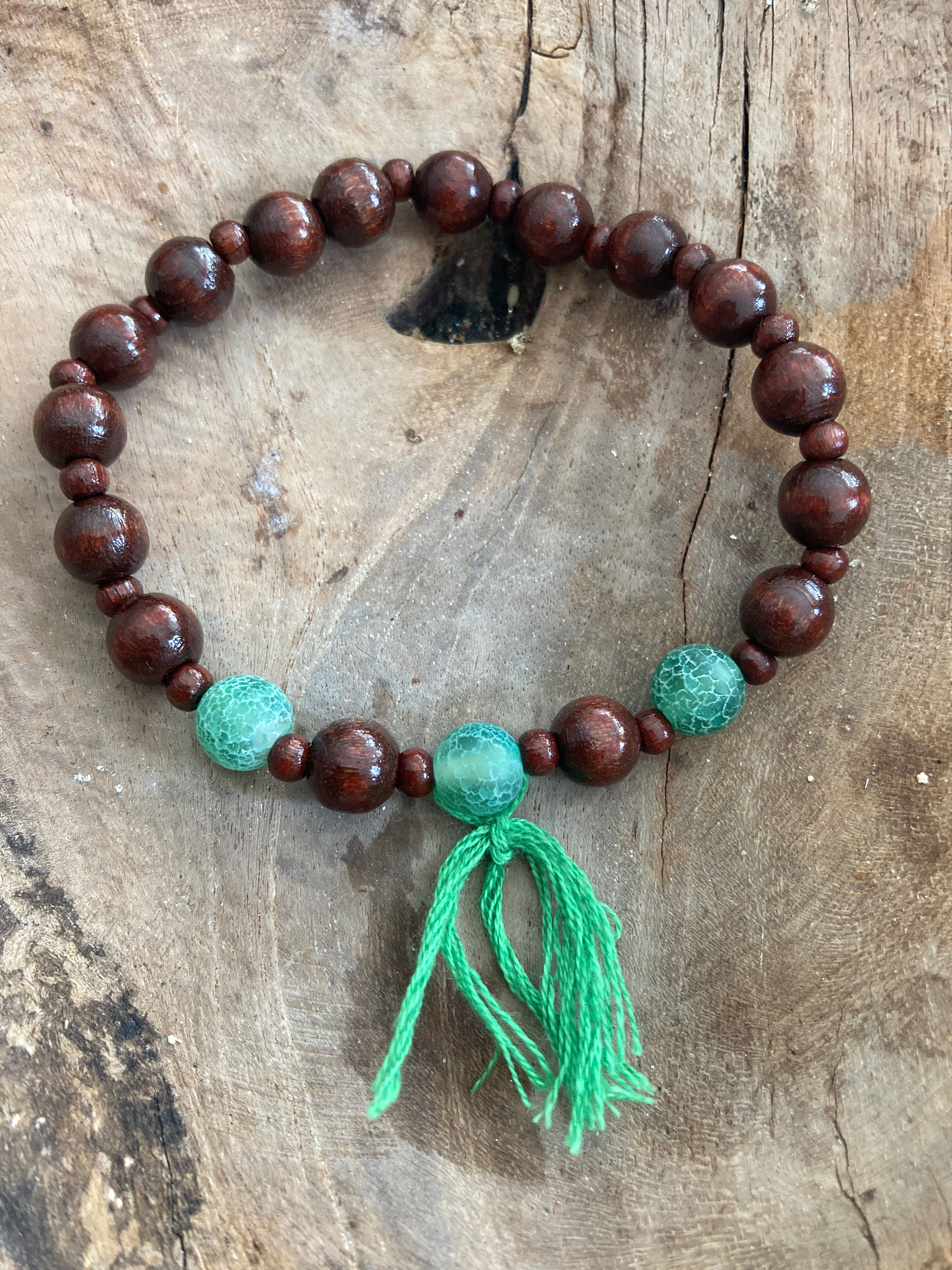 Armband Mala Green Tassel