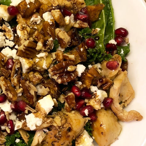 Sautéed Kale Salad with Butternut Squash and Pomegranate