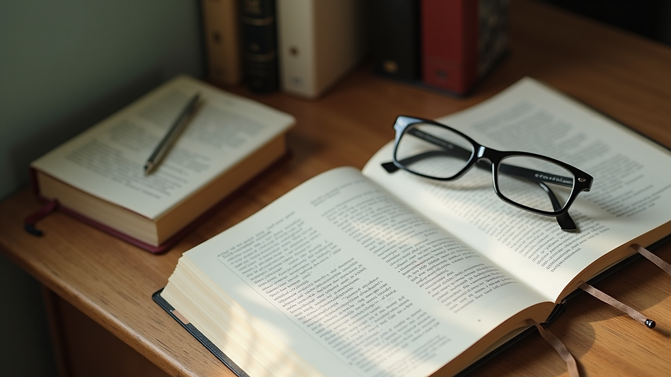 High angle view of a study desk with Italian language books and notes