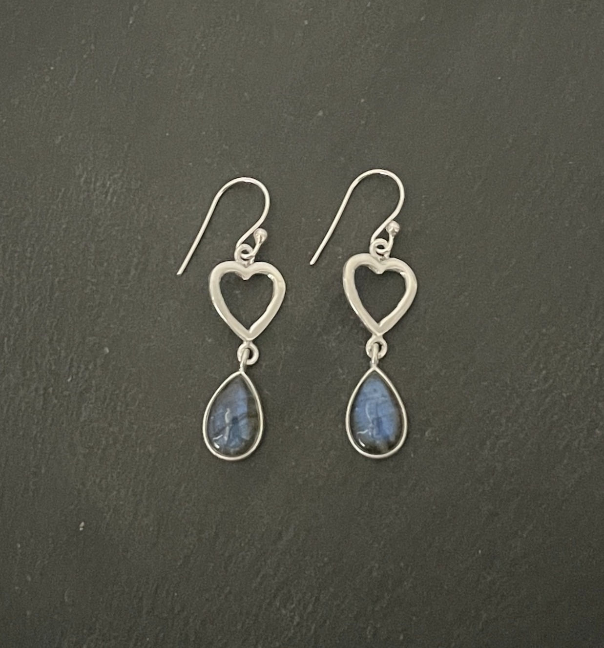 Labradorite Heart Earrings