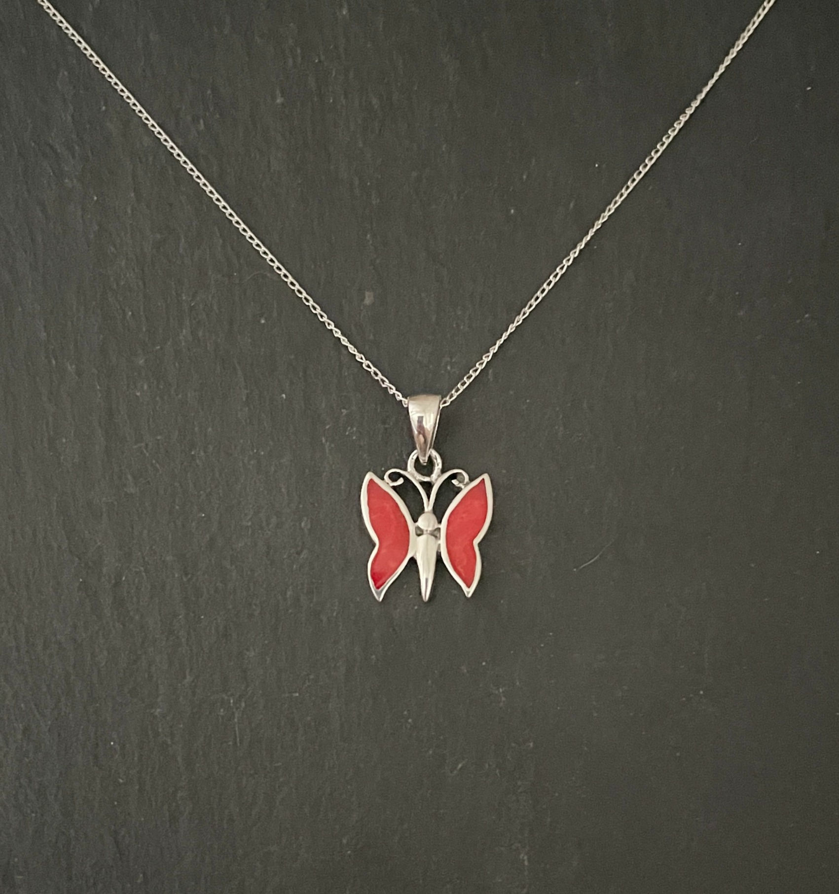 Coral Butterfly Pendant