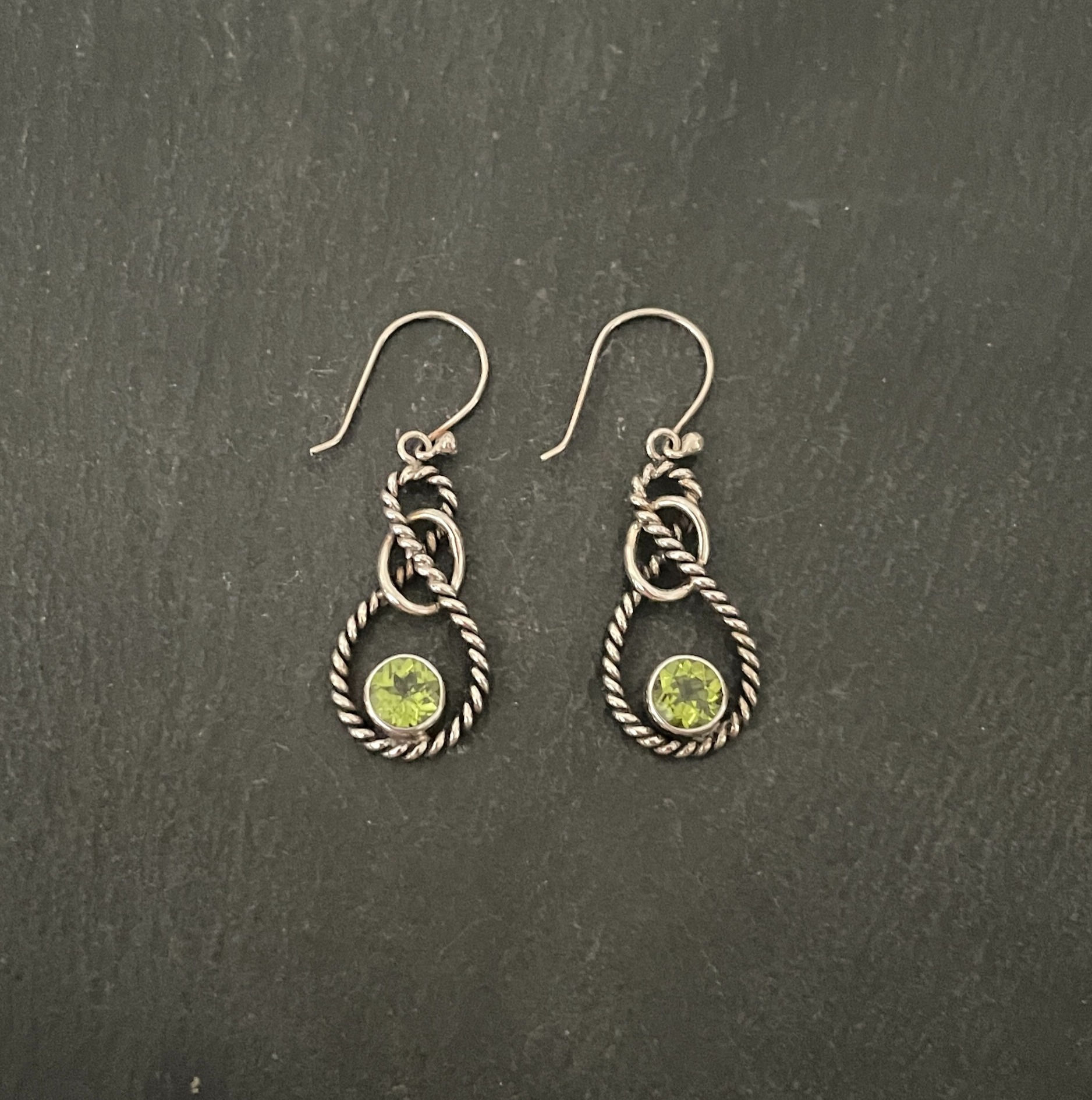 Peridot and Silver Earrings
