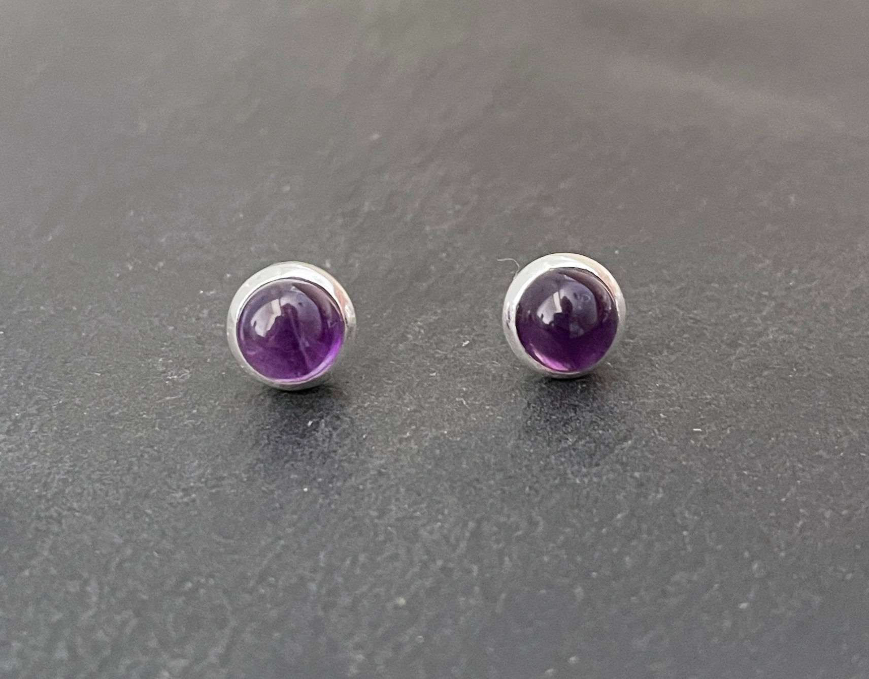 Amethyst Round Stud Earrings