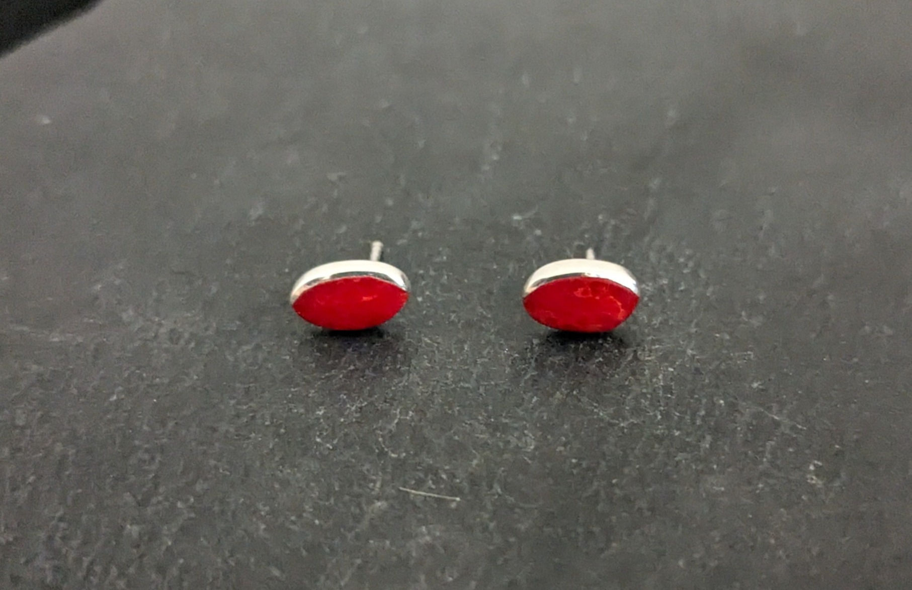 Coral Oval Stud Earrings