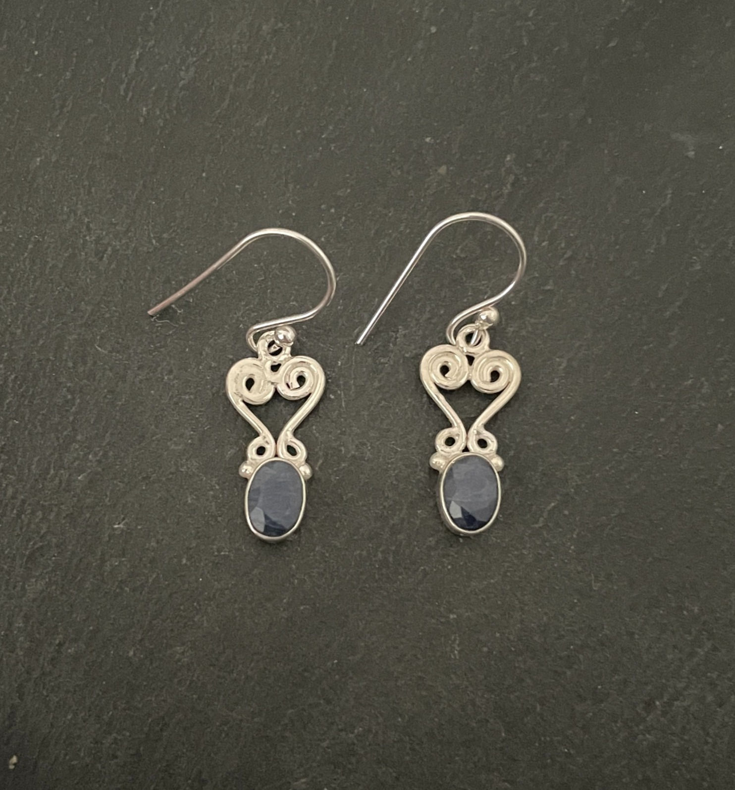 Sapphire and Silver Earrings